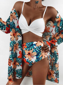 bikini + pareo kostium kąpielowy strój damski zestaw 