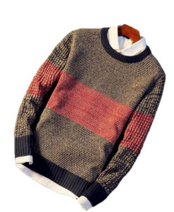 Sweter męski nowoczesny longsleeve jesień zima paski
