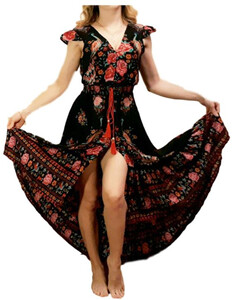 Sukienka hiszpanka flamenco w kwiaty orientalna