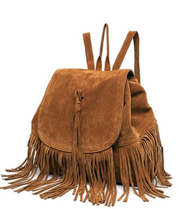 Plecak vintage boho do szkoły z frędzlami brązowy czarny plecak frędzle zamiast torebki