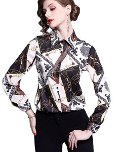 Elegancka bluzka do biura print stylowa XS- L