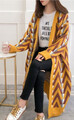 długi sweter kardigan bez zapięcia geometryczne wzory żółty