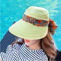 czapka damska z chustą i odpinanym daszkiem na lato zielona