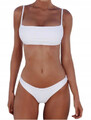bikini strój kąpielowy dwuczęściowy jednolity -biały