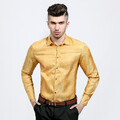 męska koszula wzorzysta z długim rękawem żółta
