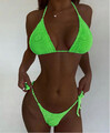 bikini wiązane prążkowane strój kąpielowy damski - zielony