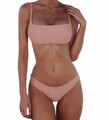 bikini strój kąpielowy dwuczęściowy jednolity -różowy