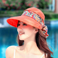 czapka damska z chustą i odpinanym daszkiem na lato pomarańczowa