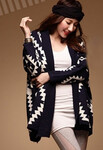 Sweter damski kardigan narzutka modny wzór beżowy