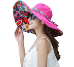 Dwustronny damski kapelusz na lato z dużym rondem 