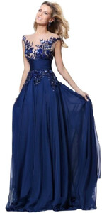 Piękna niebieska suknia wieczorowa zdobiona 36 - 46 