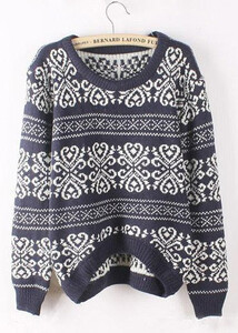 Sweter damski sweterek wzór norweski beżowy