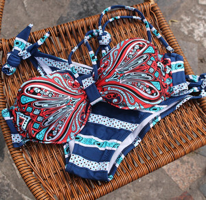 Bikini push up strój kąpielowy wzory aztek s-l